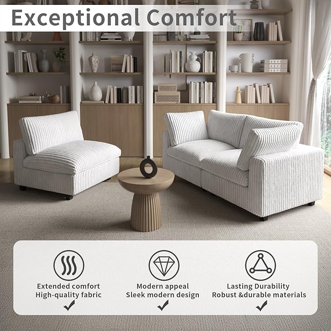 WJShome Cloud Modular Sectional Sofa,78" Plush Sofas for Living Room,L Shaped Sofa Couch with Storage Ottoman,3 Seater Comfy Couch Deep Seat Couches, Covers Washable&Replaceable (Beige)