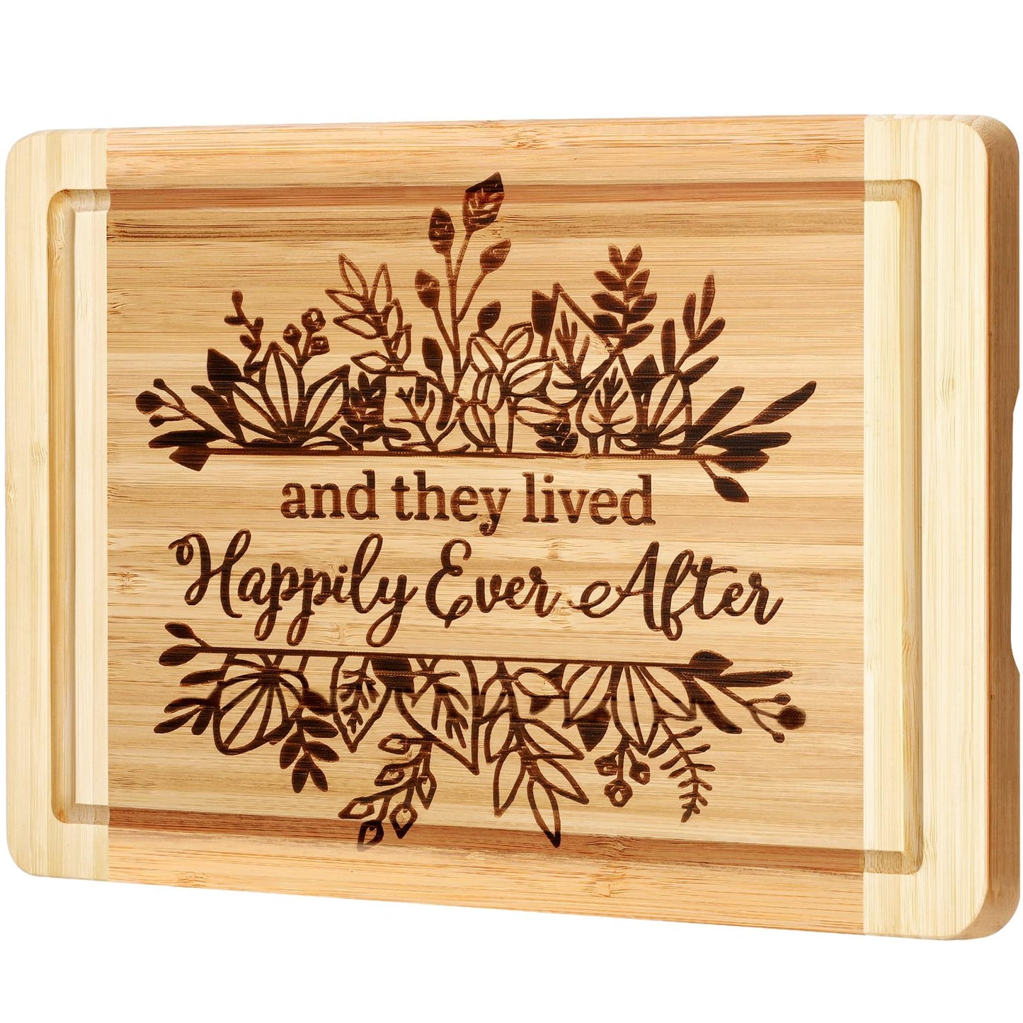 Wedding Gift for Couple 2025, Engraved Cutting Board Bridal Shower Gifts for Bride and Groom Engagement, They Lived Happily Ever After Marriage Cutting Board, Newlywed Wedding Gift for Couples