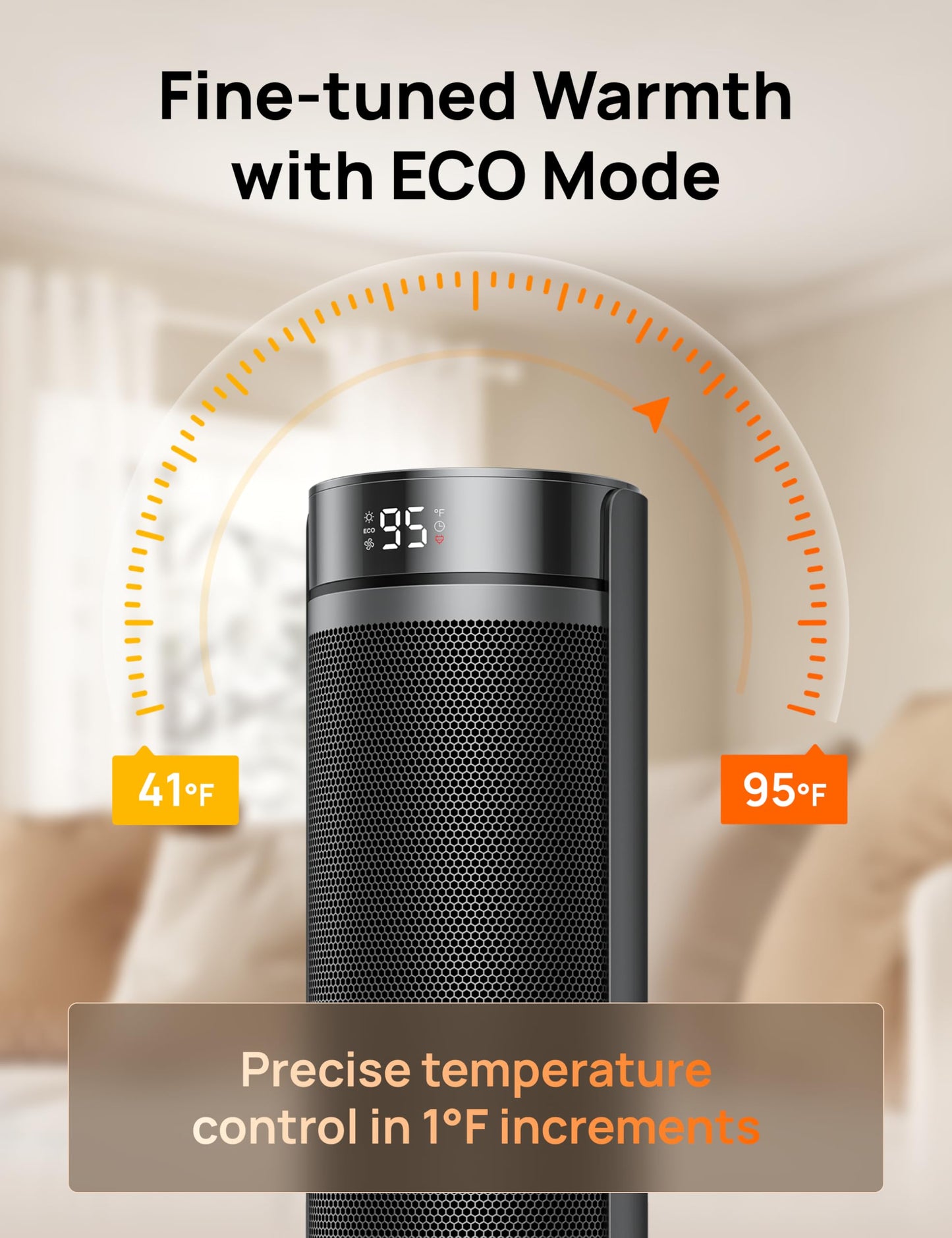 Dreo Space Heater For Large Room, 23 Inch Electric Heaters For Indoor Use, 8 Safe Protection Tower, 70 Oscillation, Ptc Ceramic