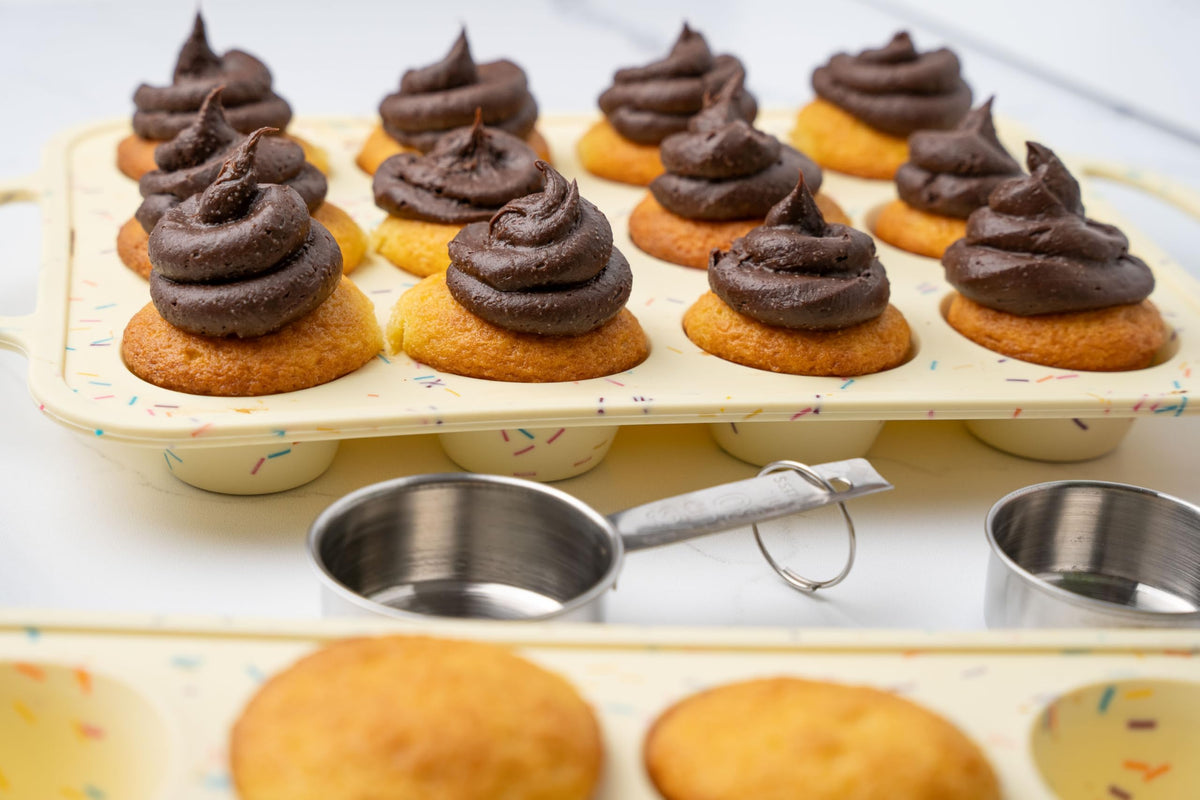 BAKE BOSS 2 Pack Silicone Mini Muffin Pan 12 Count – Non-Stick Silicone Muffin Pans for Baking, BPA-Free Cupcake Pans for Baking, Easy Release, Metal Handles, Oven & Dishwasher Safe
