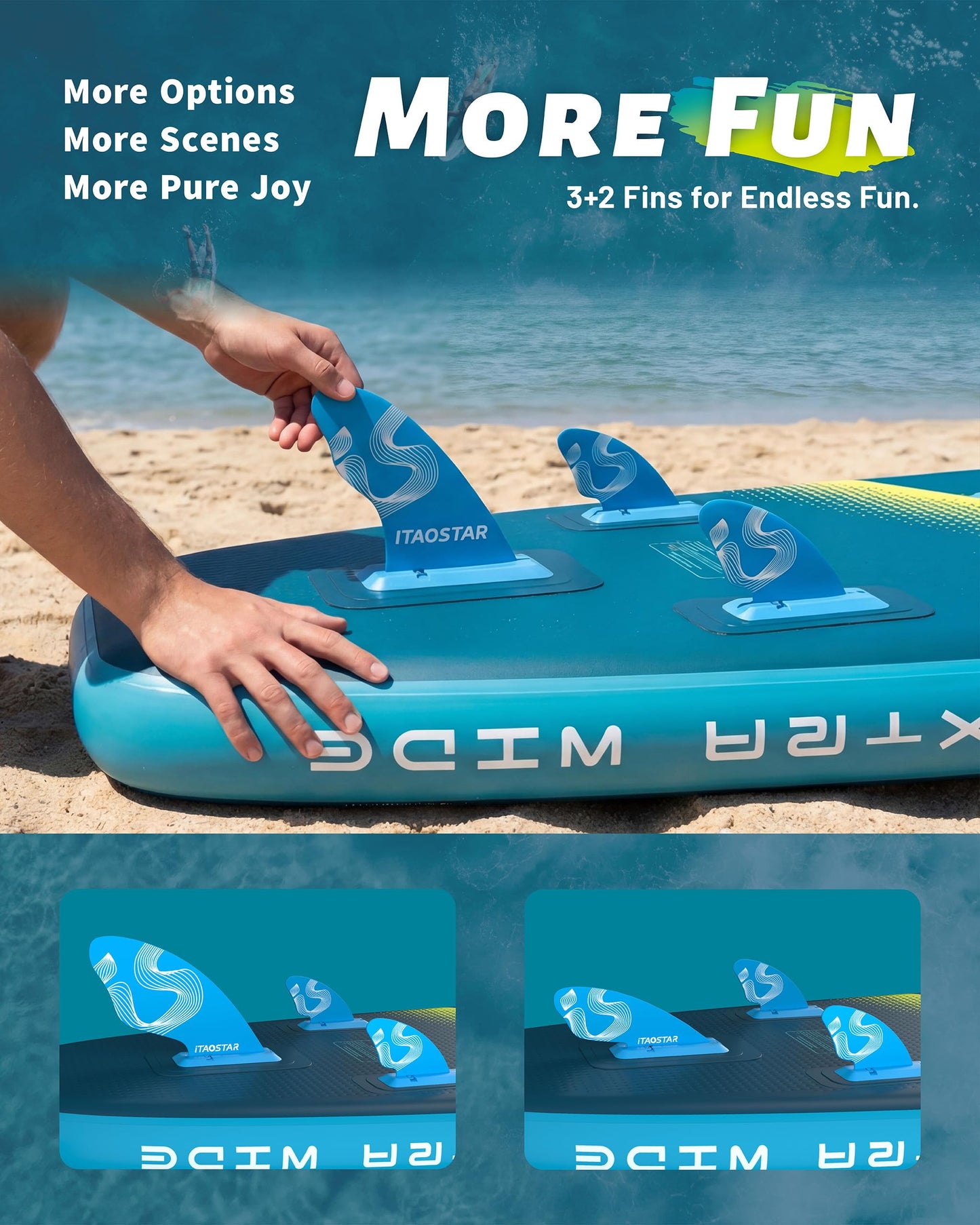 iTAOSTAR Lead 12' × 35" Inflatable Stand Up Paddle Board with Seat, Extra Wide SUP Board with 5 Fins Stable Design for Adults, Youth, All Skill Levels, Lakes, Oceans & Fishing