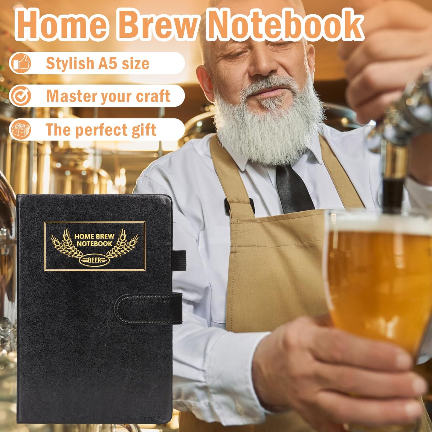 DOSTATNI Home Brew Notebook Leather Beer Recipe Book With Magnetic Buckle 5.8’’ x 8.3’’ Beer Making Book Craft Beer Gifts 70 Pages Beer Tasting Journal for Homebrewers Craft Beer Enthusiasts