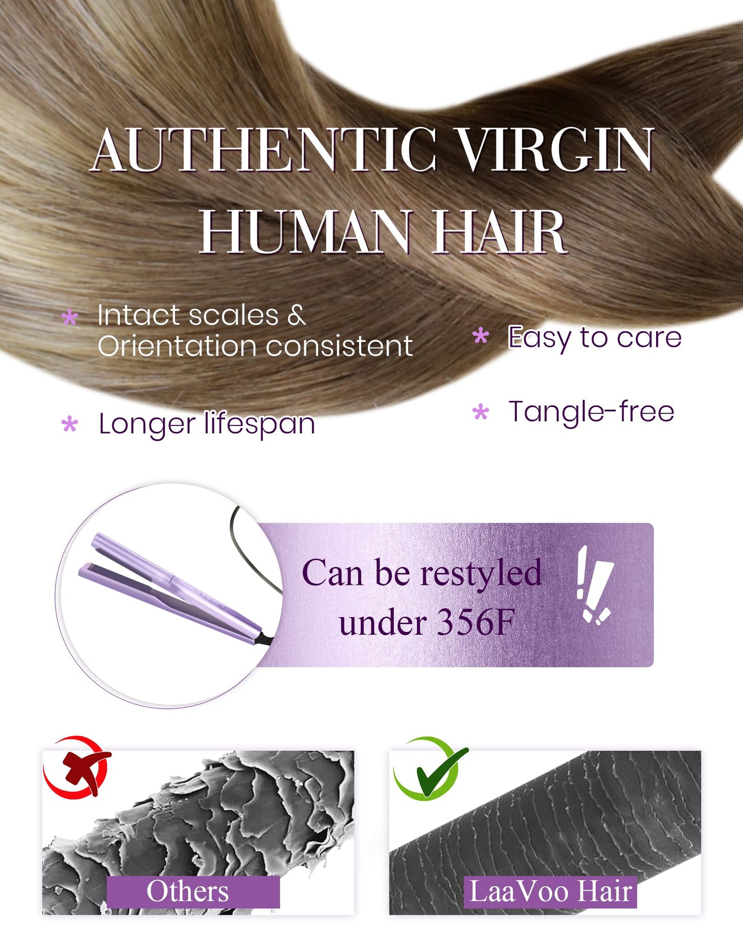 LaaVoo U Tip Hair Extensions Human Hair Light Brown Ombre Ash Blonde Utip Hair Extensions Human Hair Silky Straight Ombre K Tip