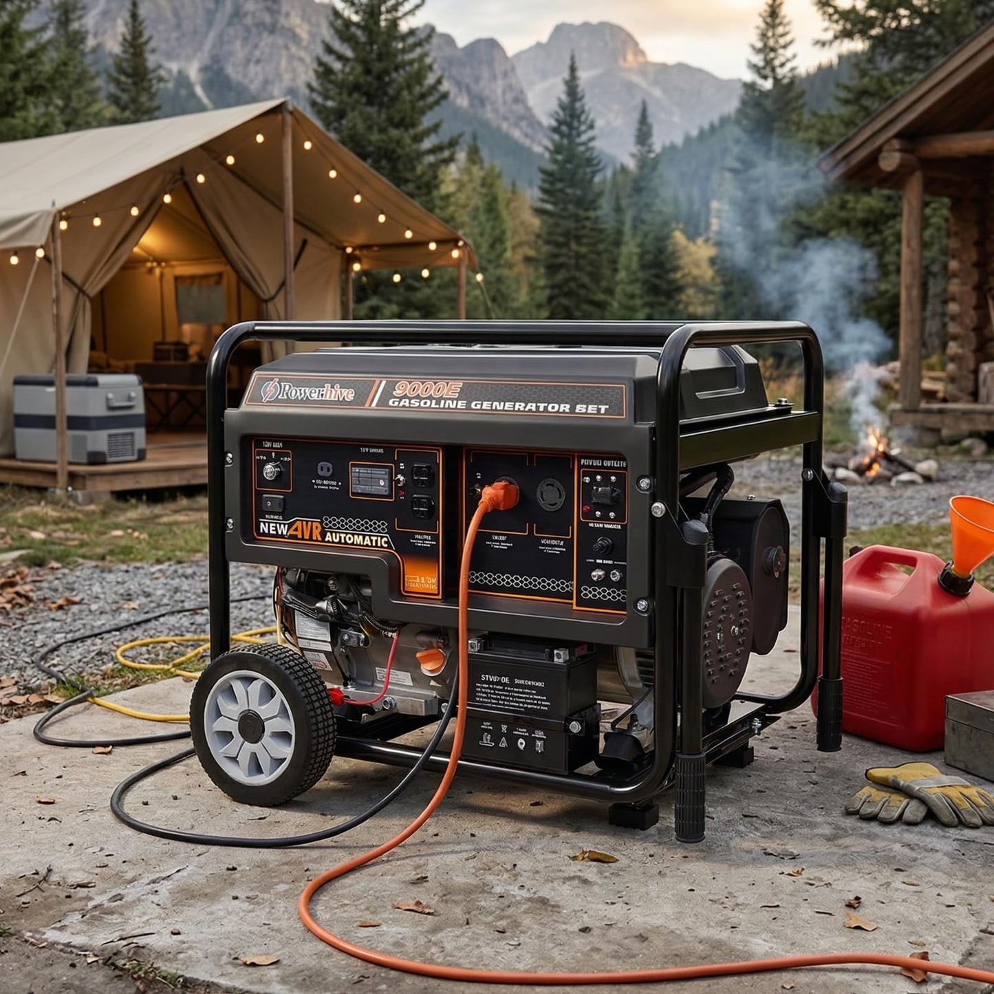 Powerhive 7500 Watt Generator, Remote Electric Start Gas Powered, Transfer Switch Ready with Wheel Kit, CO Sensor