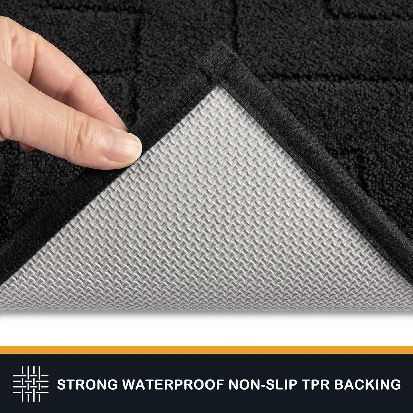 PURRUGS Dirt Trapper Door Mat 34" x 59", Non-Slip Machine Washable Entry Rug, Shoe Scraper, Dog Doormat, Super Absorbent Welcome Mat for Front & Back Door, Muddy Wet Shoes & Paws, Black