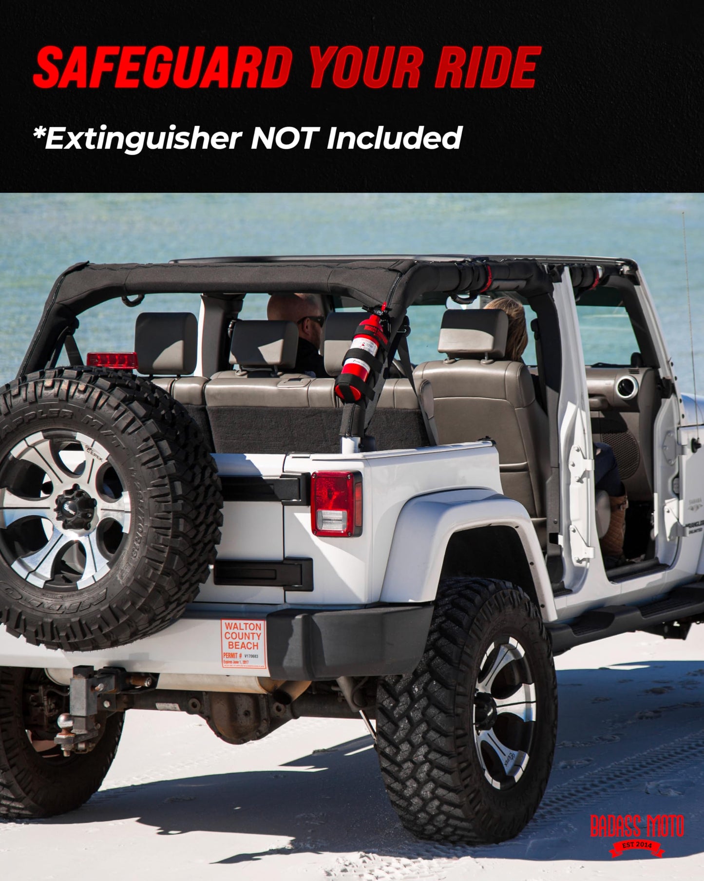 Badass Moto for Jeep Fire Extinguisher Mount. Offroad Roll Bar Extinguisher Holder. Off Road Vehicle Accessories Wrangler Camping Kit Gear. Fits 1965-2025 Jeep JL JK JKU TJ CJ JL Bronco and Gladiator