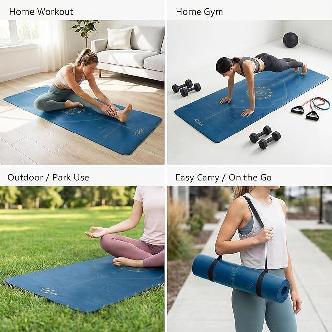 Aloha Bliss Premium Yoga Mat – 72” x 27 - Thick, Non-Slip & Durable | Sweat-Resistant, Lightweight & Portable | Perfect for Yoga, Pilates, Home Workouts, Gym & Studio Practice - Eco-Friendly