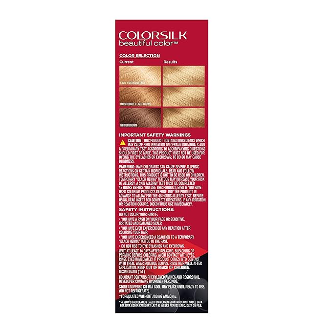 Revlon ColorSilk Permanent Hair Color, 100% Gray Coverage Dye Kit, Ammonia-Free, Keratin and Amino Acids, Blonde Shades, 74 Medium Blonde (Pack of 3)