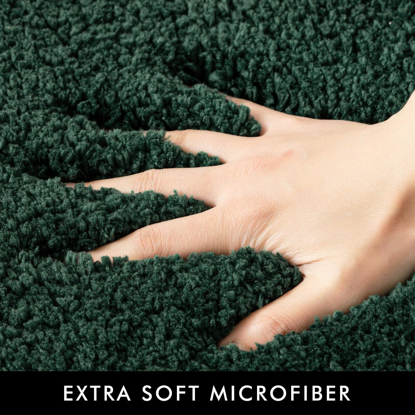 MIULEE Dark Green Bathroom Rugs Set 2 Piece, Non Slip Bath Mat with Absorbent Microfiber, Ultra Soft Thick Rugs for Bathroom Floor Tub Shower Christmas Decor, Machine Washable (16 x 24 Inches)