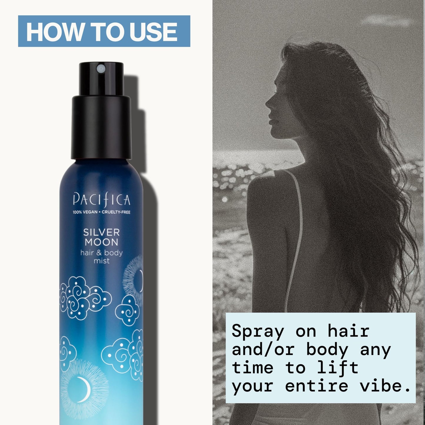 Pacifica Silver Moon Hair Mist Perfume & Full Body Spray for Women - Body Mist Fragrance w/BTonka, Santal, Cardamom, Vanilla Bean, Musk & Amber – Clean Beauty Alcohol-Free, Vegan & Cruelty-Free, 5 oz