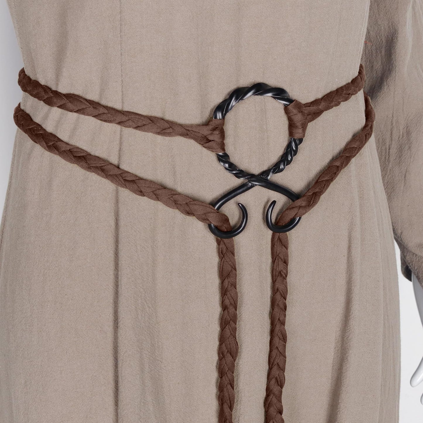 L'VOW Viking Troll Cross Rope Belt Medieval Norse Witch Belt Renaissance LARP Shaman Pagan Accessory(Brown)