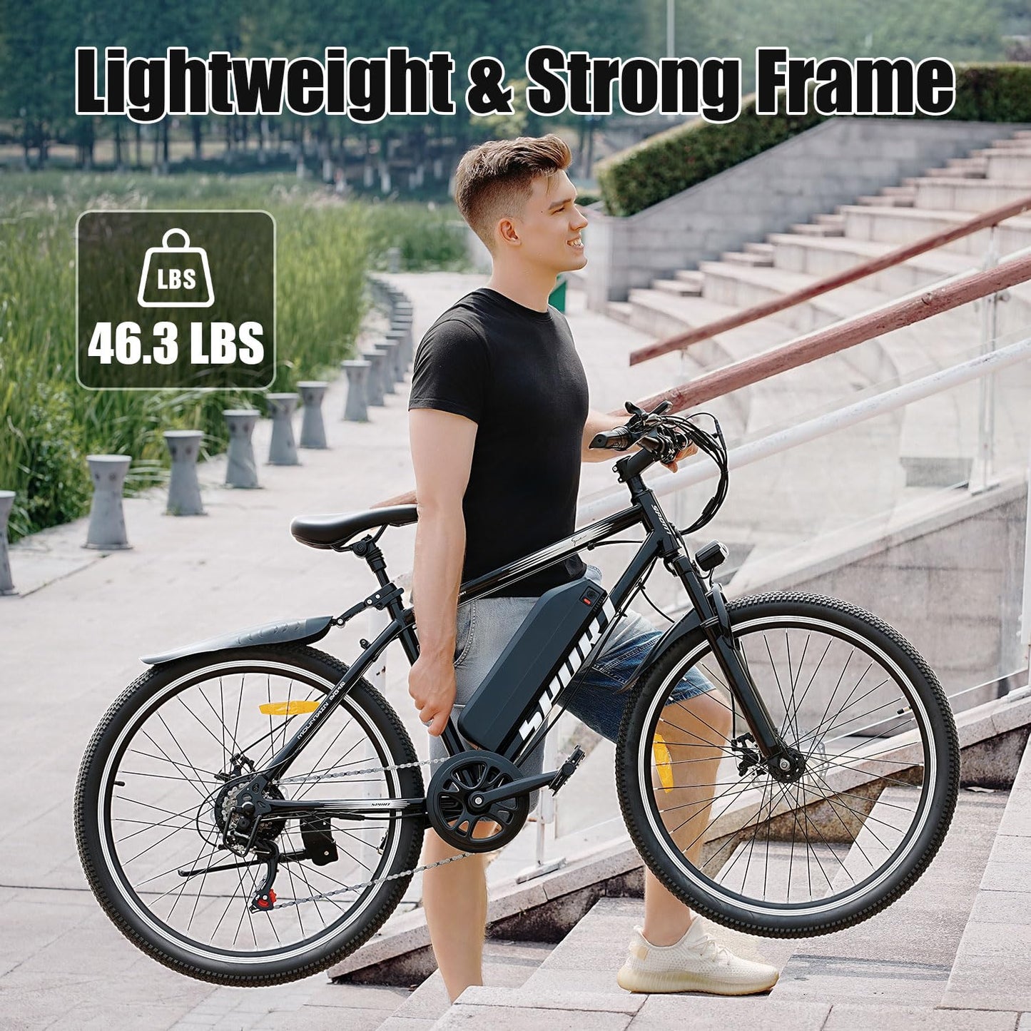 Electric Bike for Adults, 750W Motor, Up to 25 MPH 45 Miles, Removable Battery, 7 Speeds, 26" Electric Mountain Bike Comes with Bike Lock, Fender, Soft Seat Pad, UL2849