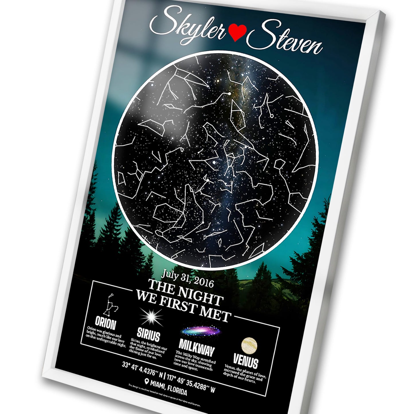 Custom Star Map Gift for Couples, Personalized Glass Night Sky, Where We Met Constellation Map, Romantic Anniversary or Wedding Gift, Unique Wall Art for Him or Her
