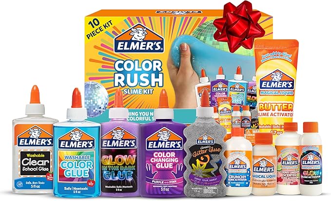 Elmer's Color Rush Slime Kit, Includes Liquid Glue, Activator, Makes Color Changing, Glow in The Dark, Butter Slime and Mo...