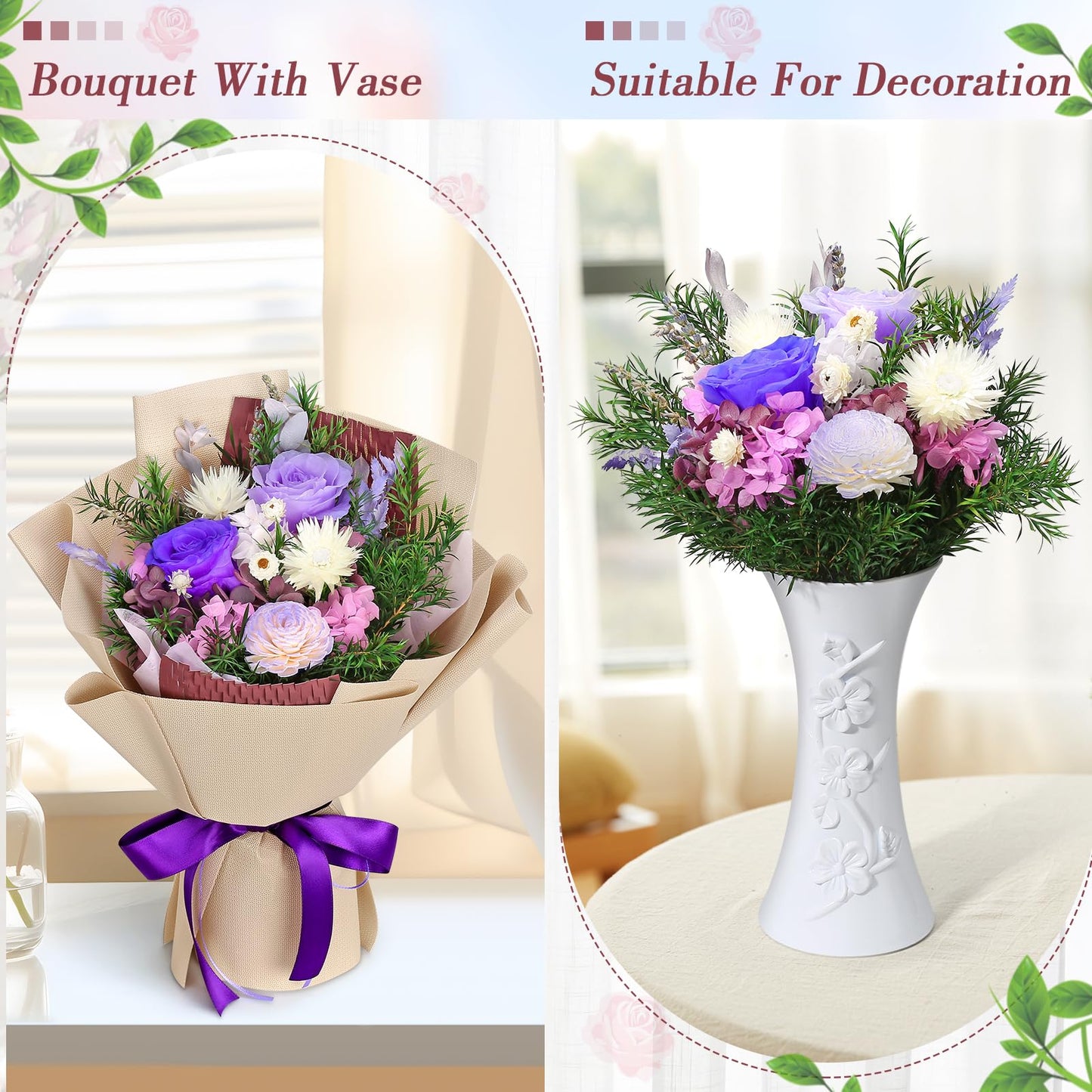 Bloom's Diary Preserved Flowers Bouquet, Flowers for Delivery Prime, Birthday Gifts for Women, Wife, Mother, Her (Purple)