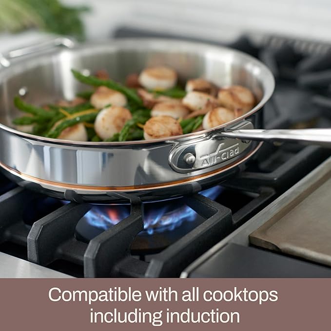 All-Clad Copper Core 5-Ply Stainless Steel Sauce Pan 2 Quart Induction Oven Broiler Safe 600F Pots and Pans, Cookware Silver