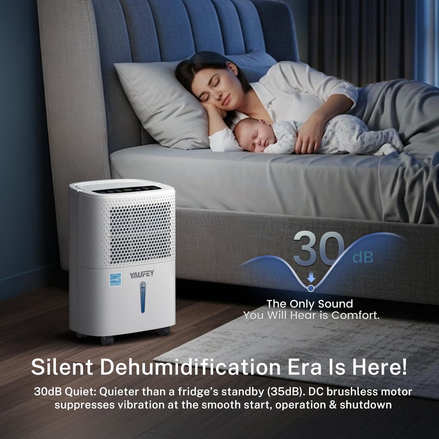 Yaufey 2025 Most Efficient Energy Star Dehumidifier for 2,000 Sq. Ft. Home, Basement and Large Room - Powerful, Quiet with Humidity Control, Timer, Drain Hose and Water Tank