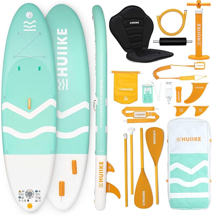 HUIIKE Inflatable Paddle Board for Adults with Accessories Included, Oar, Fins, Pump. Stand Up Paddleboard Great Stability...
