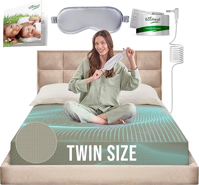 Earth Grounding Sheets Twin Size with 12% Silver Fiber & 4% Silk & 84% Organic Cotton - Green - Grounded Well Bed Sheet - Conductive Fitted Sheet for Better Sleep