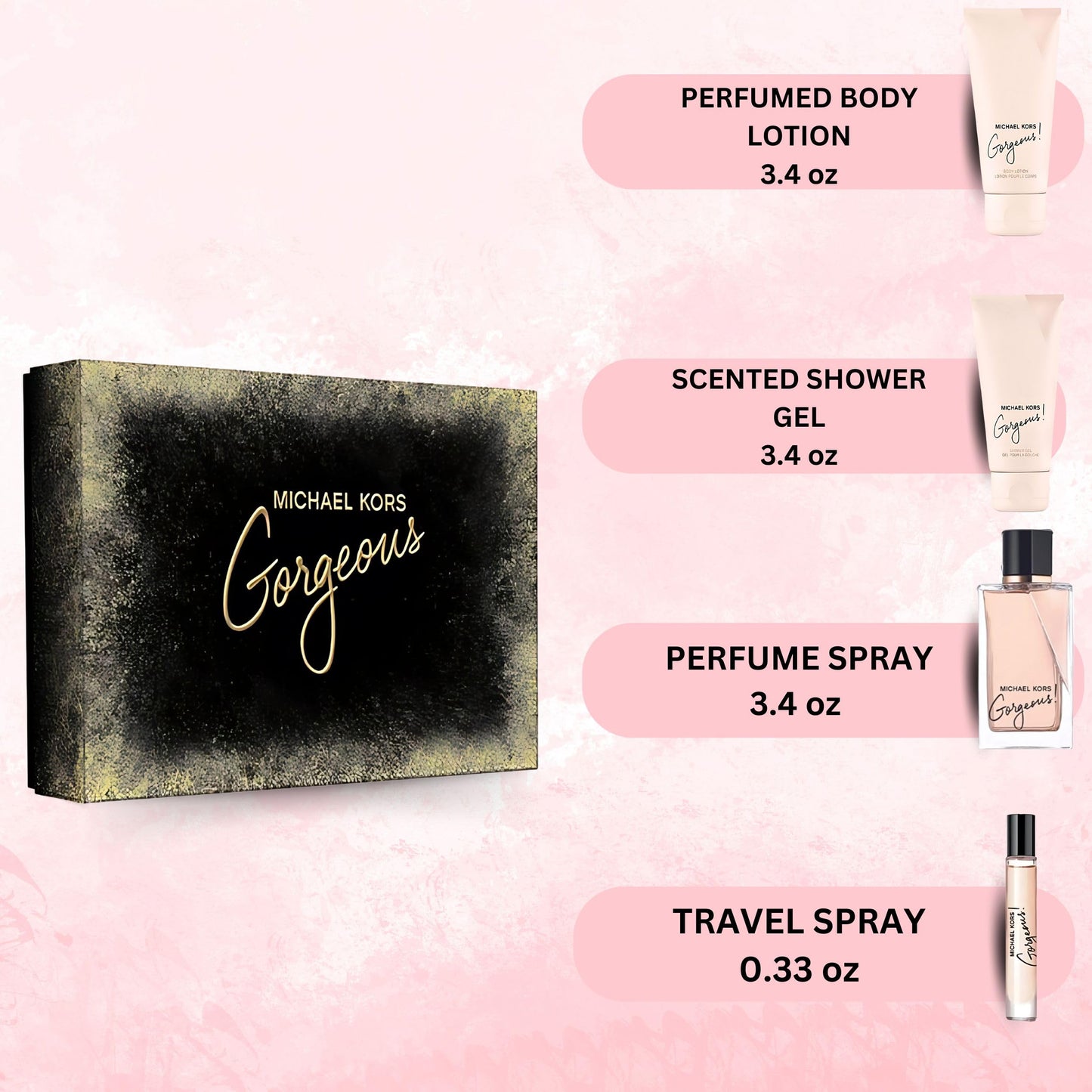 Michael Kors Gorgeous for Women - 4 Pc Gift Set 3.4oz EDP Spray