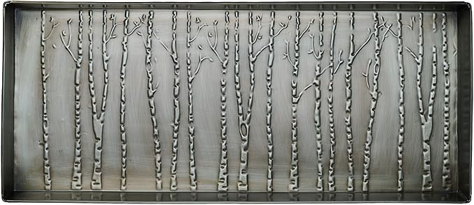 HF by LT Birch Forest Pattern Metal Boot Tray, 30 x 13 inches, Antique Zinc Finish
