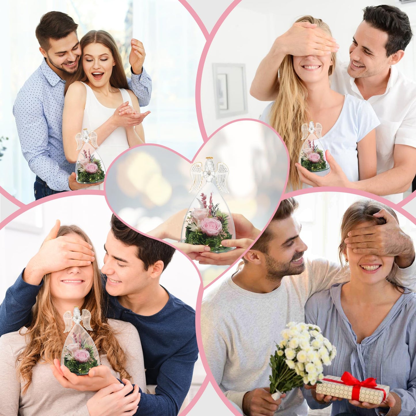 DIYROSEX Angel Roses for Women Preserved Flowers for Delivery Prime Long-Lasting Real Flowers with LED Light as Birthday for Mom Grandma Wife Mother Friend (Light Pink)