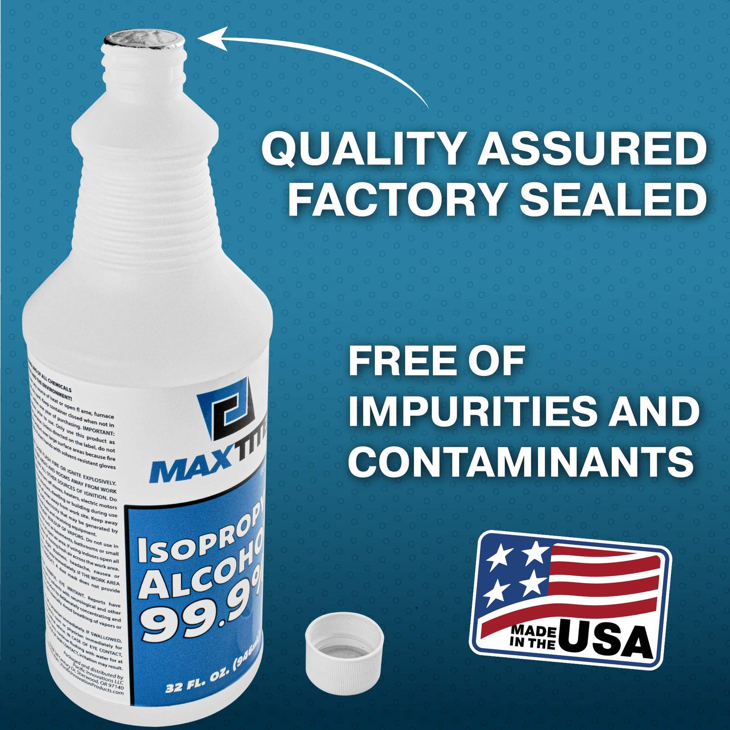 MAXTITE 99.9% Isopropyl Alcohol (Half-Gallon (2 pack, 32 fl oz) - Includes Heavy-Duty Spray Nozzle - Made in USA