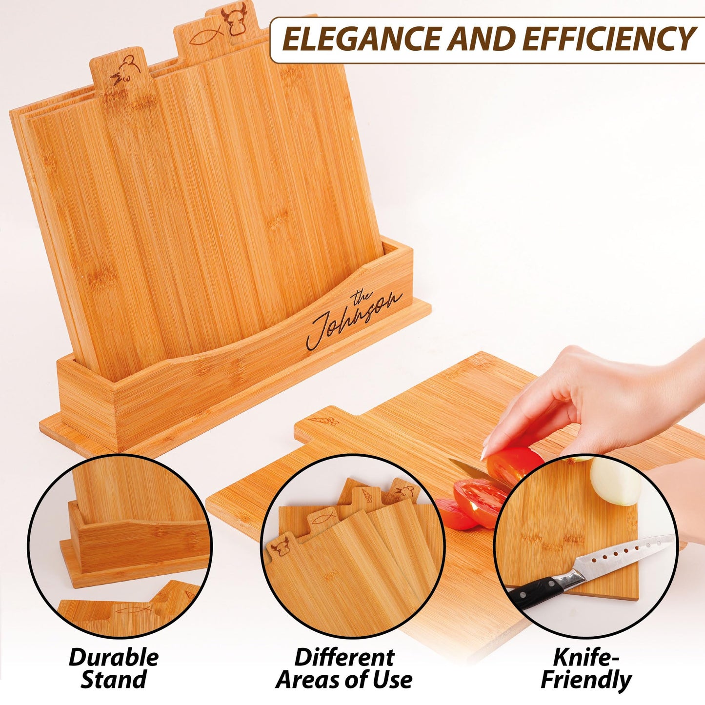 4-Piece Custom Wooden Chopping Boards for Kitchen, Wedding Gift for Couple 2025, Personalized Cutting Board Set with Holder, Gifts for Anniversary, Christmas, Housewarming, New Home, Engagement