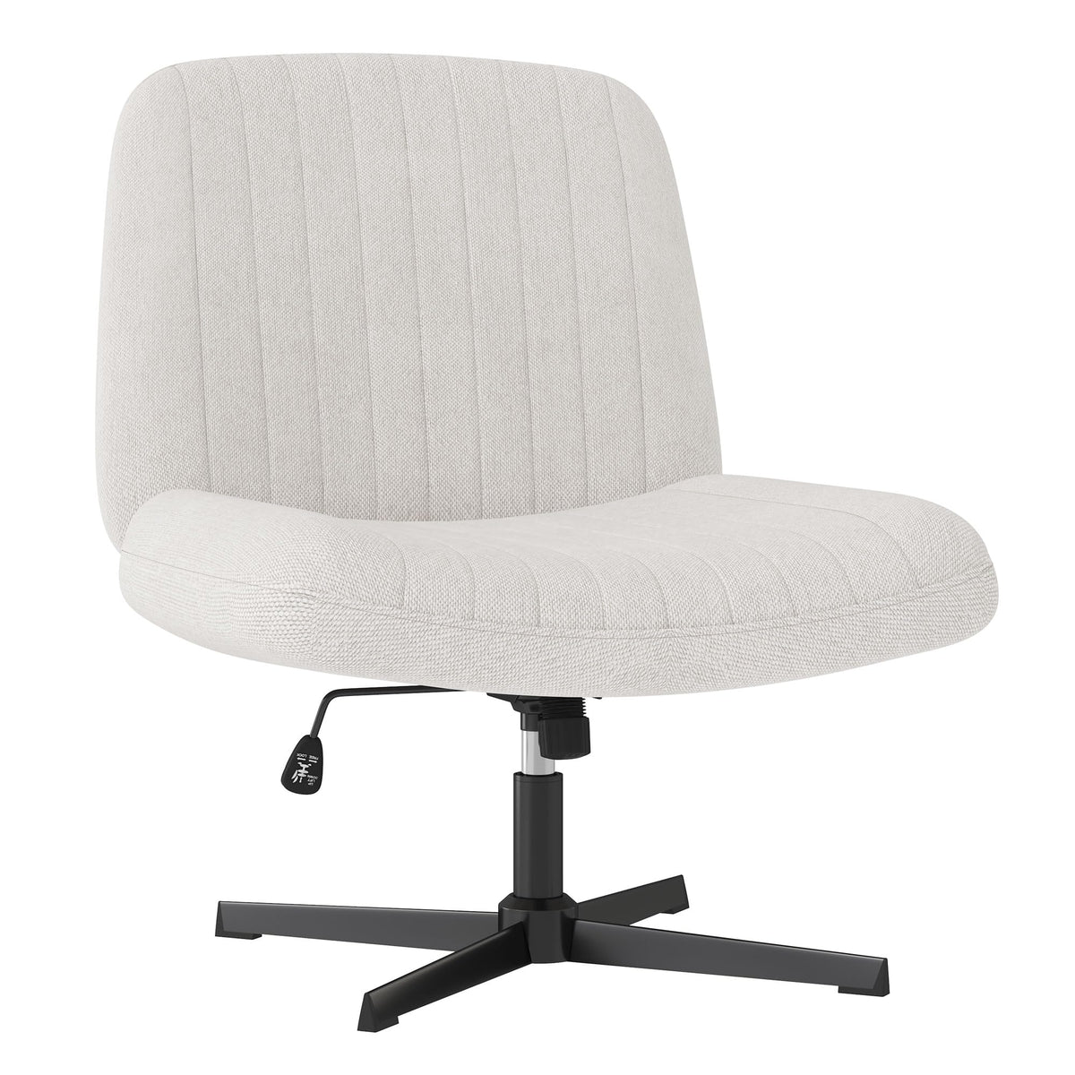 Shintenchi Criss Cross Chair,Cross Legged Office Seat No Wheels Armless Swivel Vanity Chair,Height Adjustable Wide Computer Task Seating for Home Office,Beige