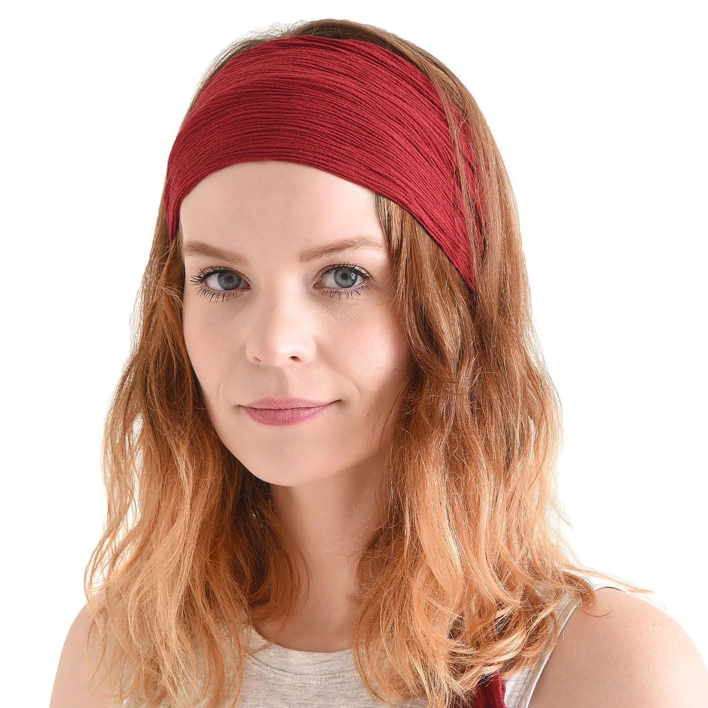 CHARM Womens Pirate Headband Headwrap - Turban Head Scarf Accessories Mens Festival Boho Hair Band Dark Red