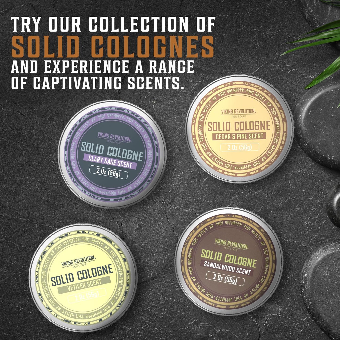 Viking Revolution Clary Sage Mens Solid Cologne Men 2 Oz - Men Solid Perfume with Clary Sage Cologne for Men - Balm Cologne for Mens Cologne Balm Travel Cologne Wax (1 pack, Clary Sage)