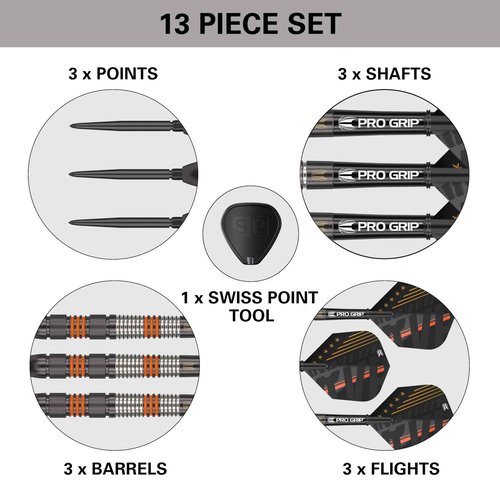 Target Darts Raymond Van Barneveld RVB 80 Black G2 21G 80% Tungsten Swiss Point Steel Tip Darts Set