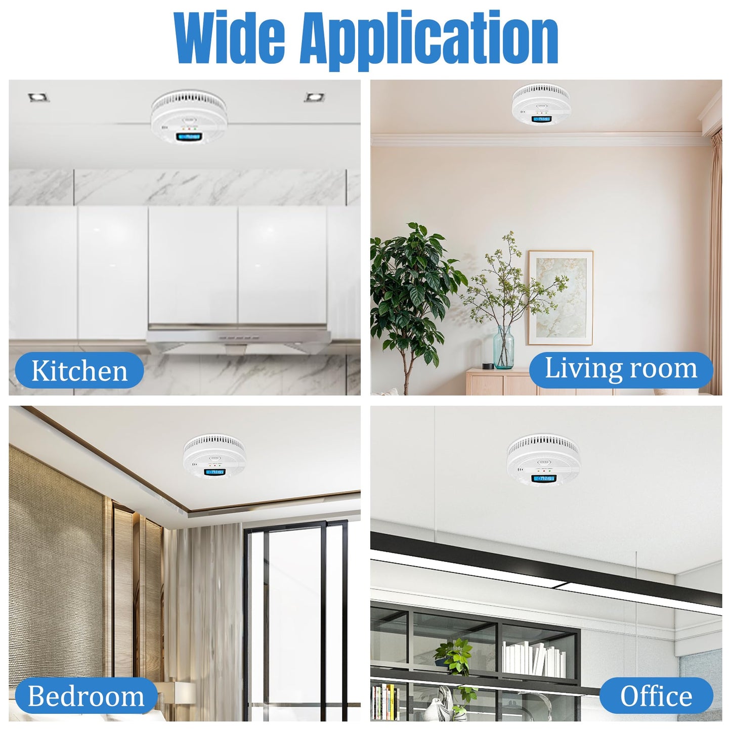 GQIRIL Smoke and Carbon Monoxide Detector - Battery Powered Monoxide Alarm with Dual Sensor and Digital Display, Portable Fire and CO Warning Light Indicators for Kitchen Home Garage (No Battery)