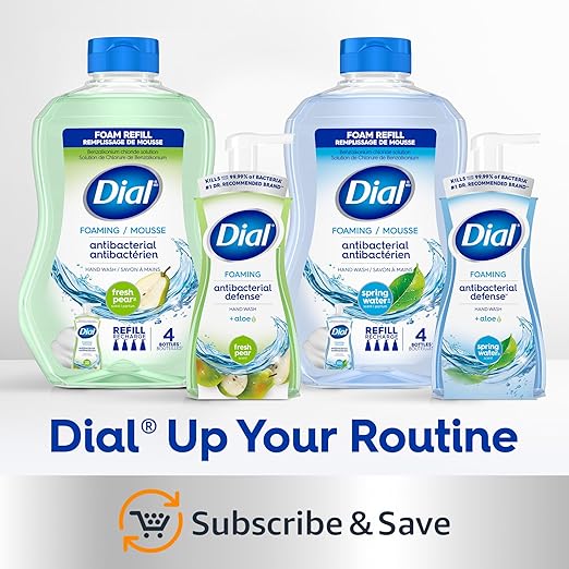 Dial Antibacterial Defense Foaming Hand Soap + Aloe, Soothing White Tea, 30 Fl Oz Hand Soap Refill (Pack of 4), Dermatologist-Tested, Gentle on Skin