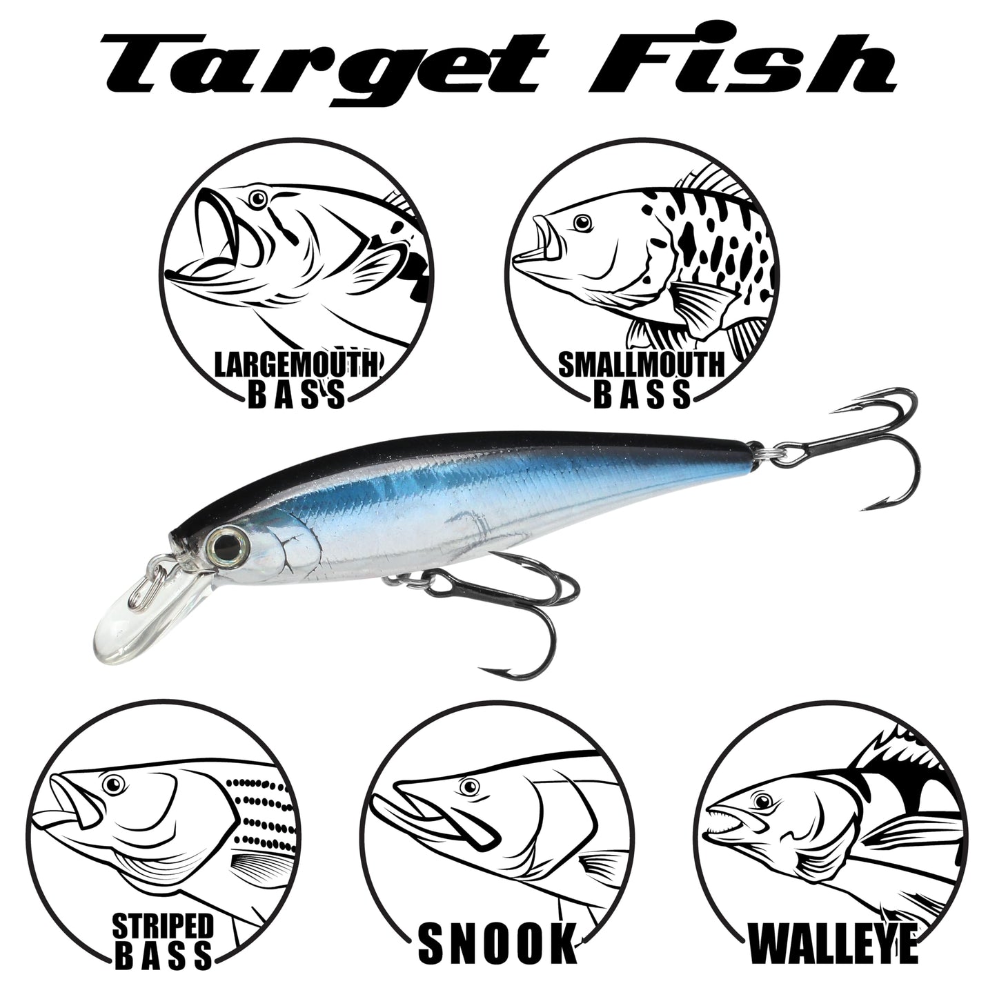 Lucky Craft Pointer 78Sp Fishing Lures, 3 Freshwater Bass & Trout Lures, Suspending 4Ft-5Ft Depth, Jerkbait, Bass Fishing Gear A