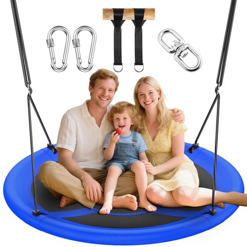 Everyfun 43" Saucer Tree Swing for Kids Adult, 700lbs Weight Capacity, Waterproof Flying Saucer Swing with Adjustable Hanging Straps, Swing Seats for Backyard Outdoor Indoor Playground, Blue