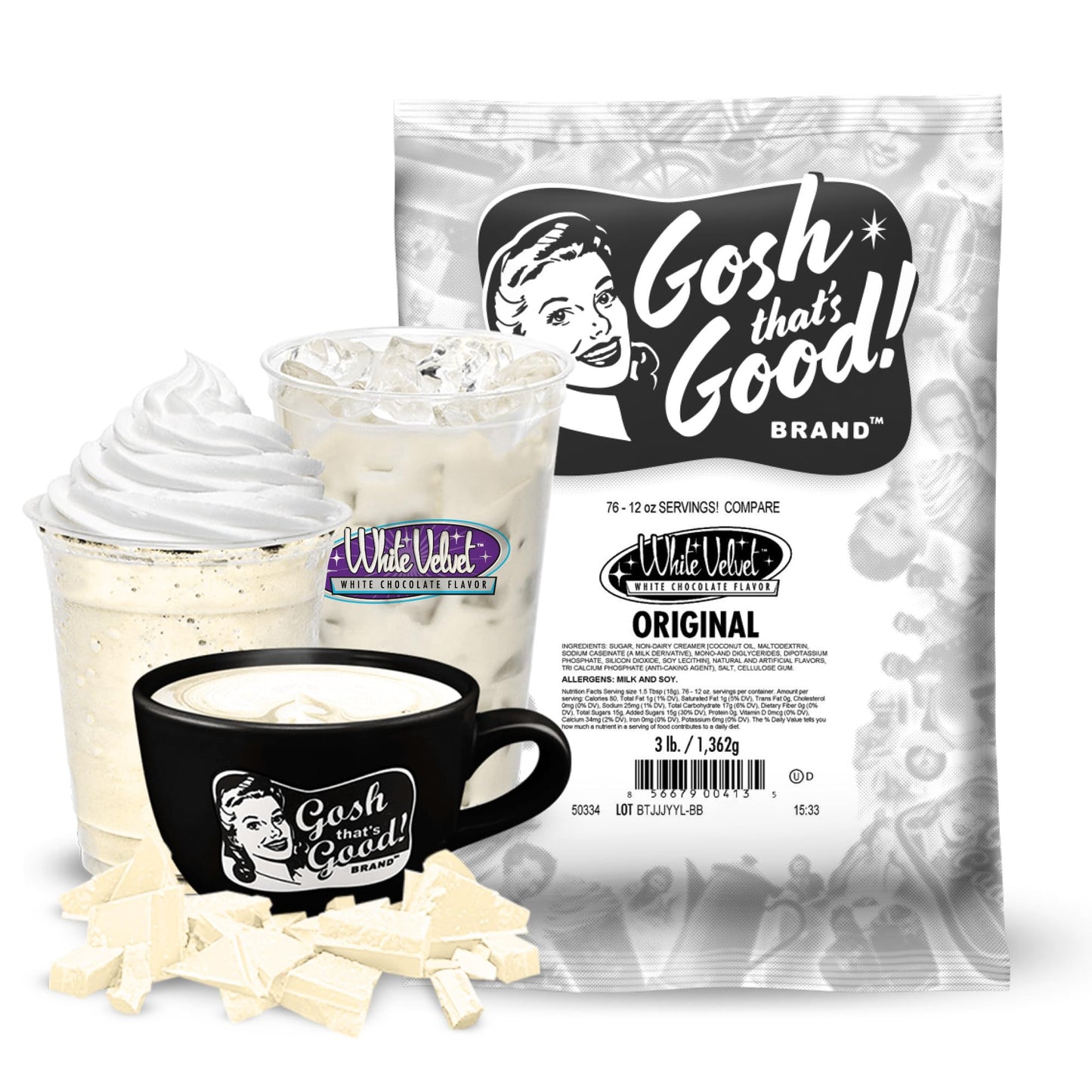 Gosh That’s Good! White Velvet Chocolate Flavor – 3 lb – Barista-Style, Lactose-Free