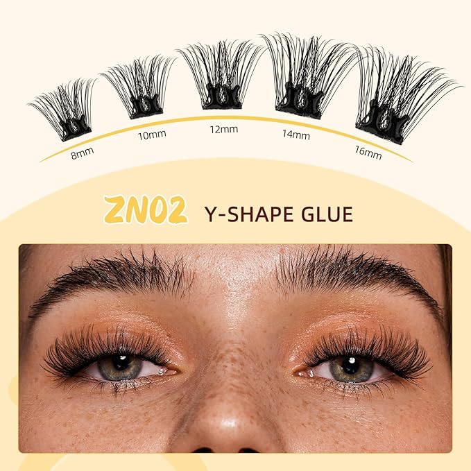 QUEWEL Self Adhesive Eyelashes Natural Look, No Glue Needed Lash Clusters with Eyelash Clusters Tweezer, 40 Pcs Reusable Lashes Self Adhesive for Beginners, DIY Lash Extensions for Home Use(ZN-02)