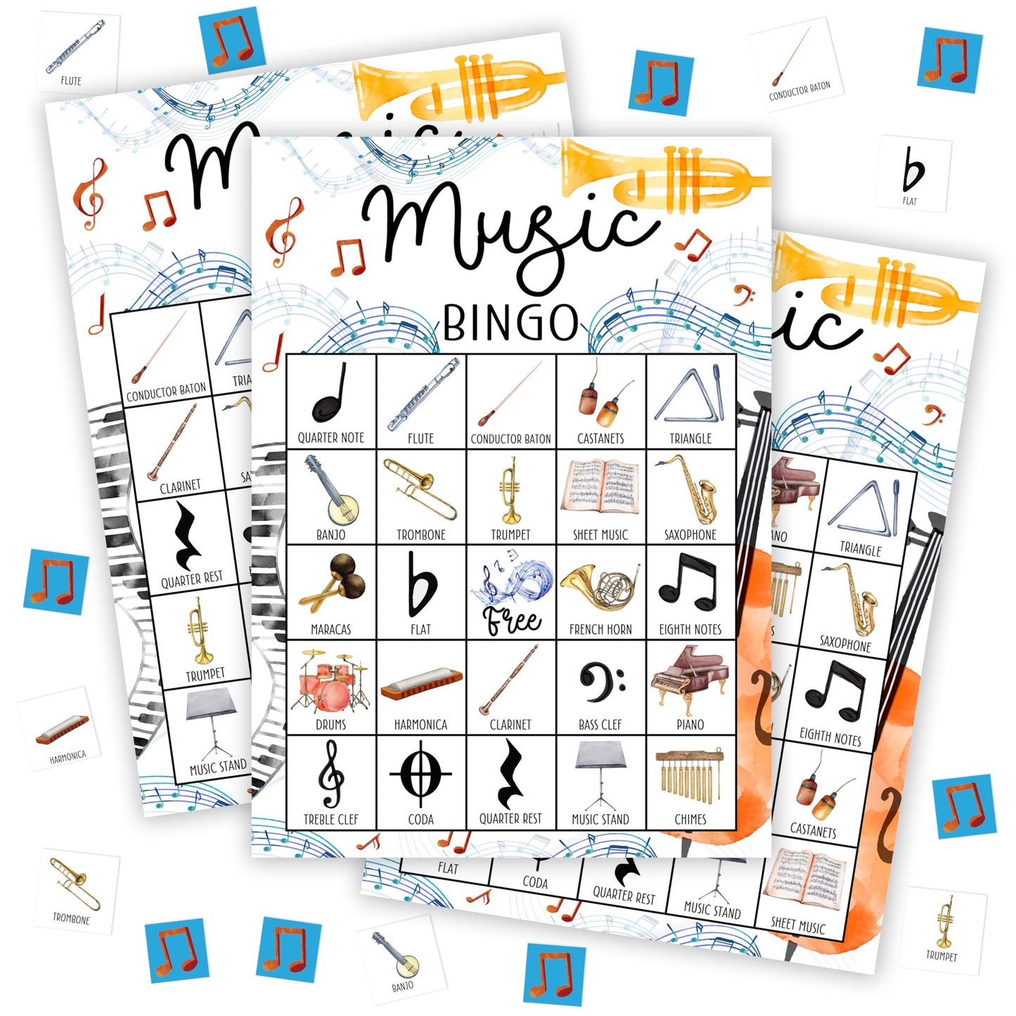 Music Bingo Game for Adults - Birthday Party Set, Cards, Favors for Family Singers and Music Lovers - Party Activity Decor & Supplies -03