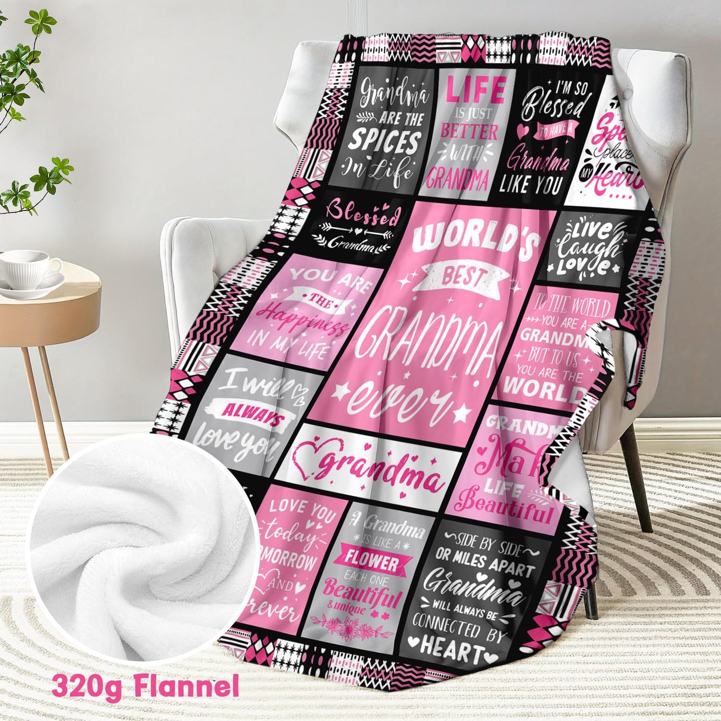 PVDSAVE Birthday Gifts for Grandma from Granddaughter - Christmas Mothers Day Birthday Gifts for Grandma from Grandchildren - Great Grandmas Gift - Grandmother Nana Gigi Gram Grandmas Blanket 50"x60"