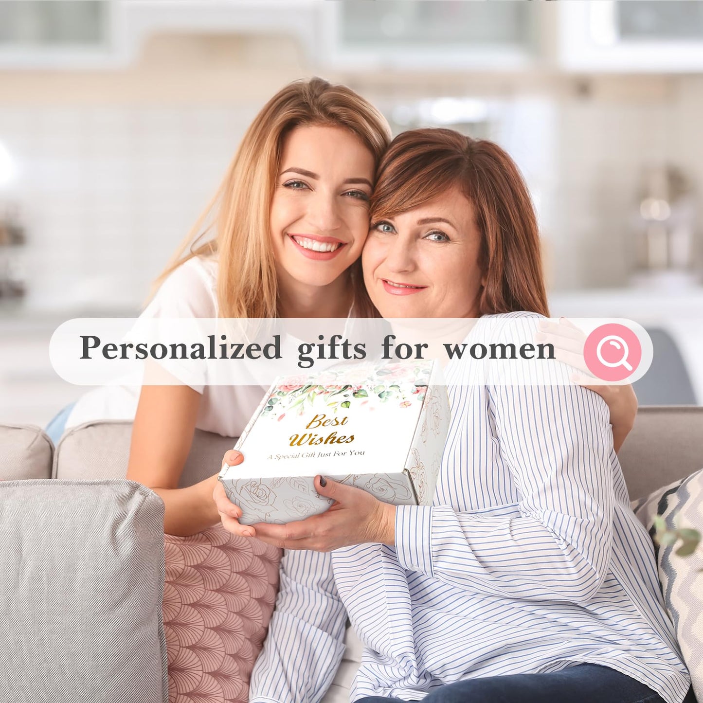 Initial D Birthday Gifts Women, Unique Personalized Monogrammed Gift with Initial Canvas Tote Bag 16oz Glass Cup Jewelry Case Box for Mom Teacher Sister Friend Wife Coworker Mothers Day Gifts