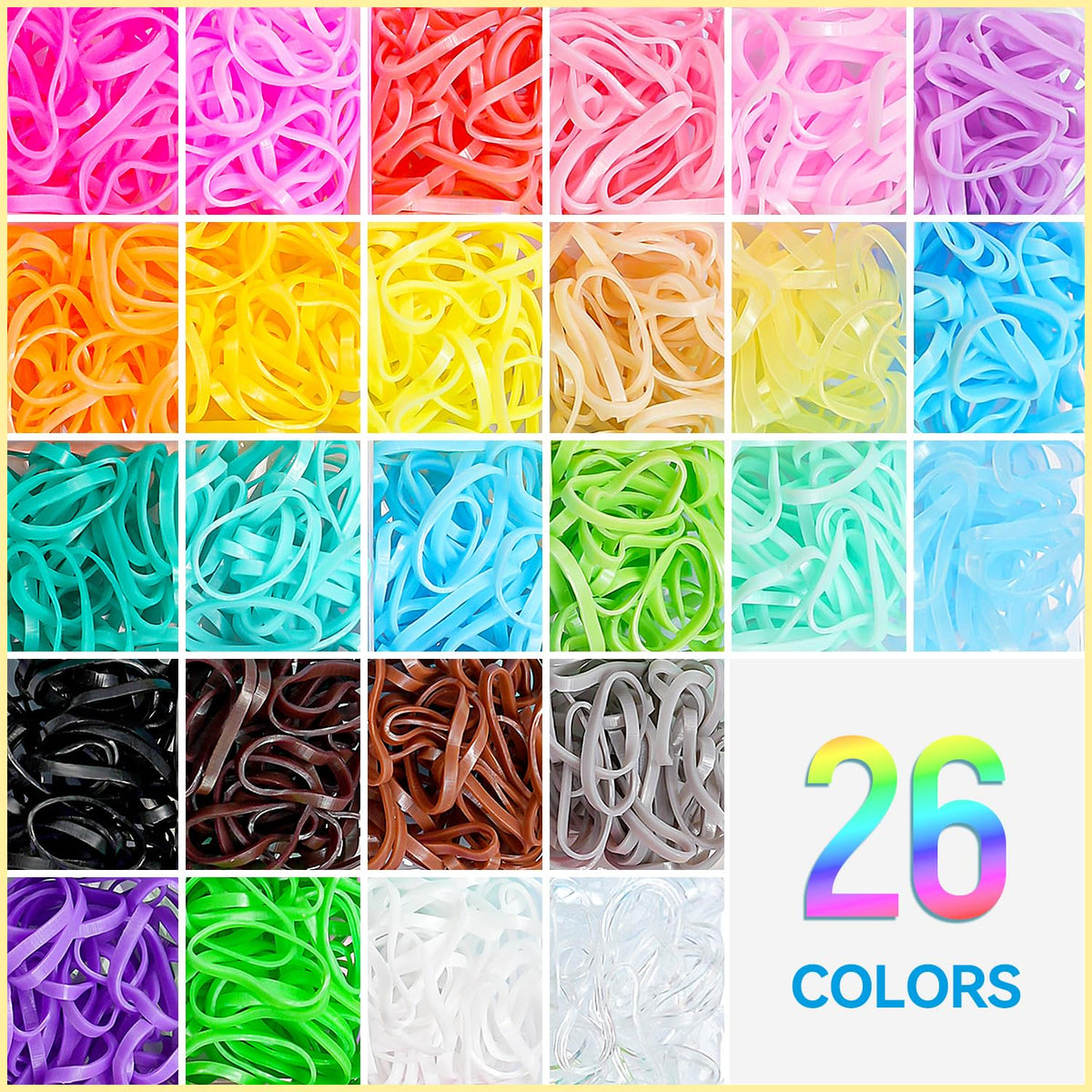 TsMADDTs Elastic Hair Ties, Colorful Hair Accessories for Baby Toddlers Kids Girls, 26 Colors Small Rubber Bands Set with Ties and Clips, Styling Tools