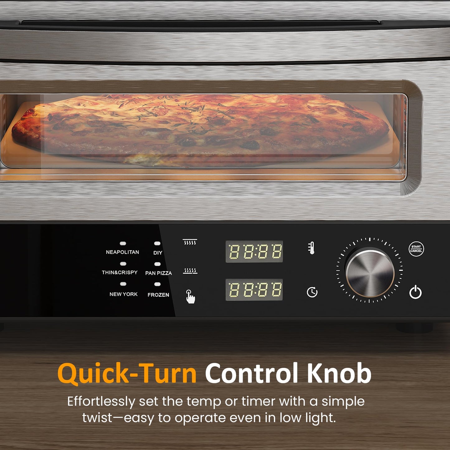 SUNVIVIPRO Pizza Oven Indoor Outdoor: Heats up to 750℉, Up to 12" Electric Countertop Pizza Maker with 6 Presets, Control Knob, Portable Pizza Cooker Warmer for Home, Camping, Pizza Stone, Pizza Peel