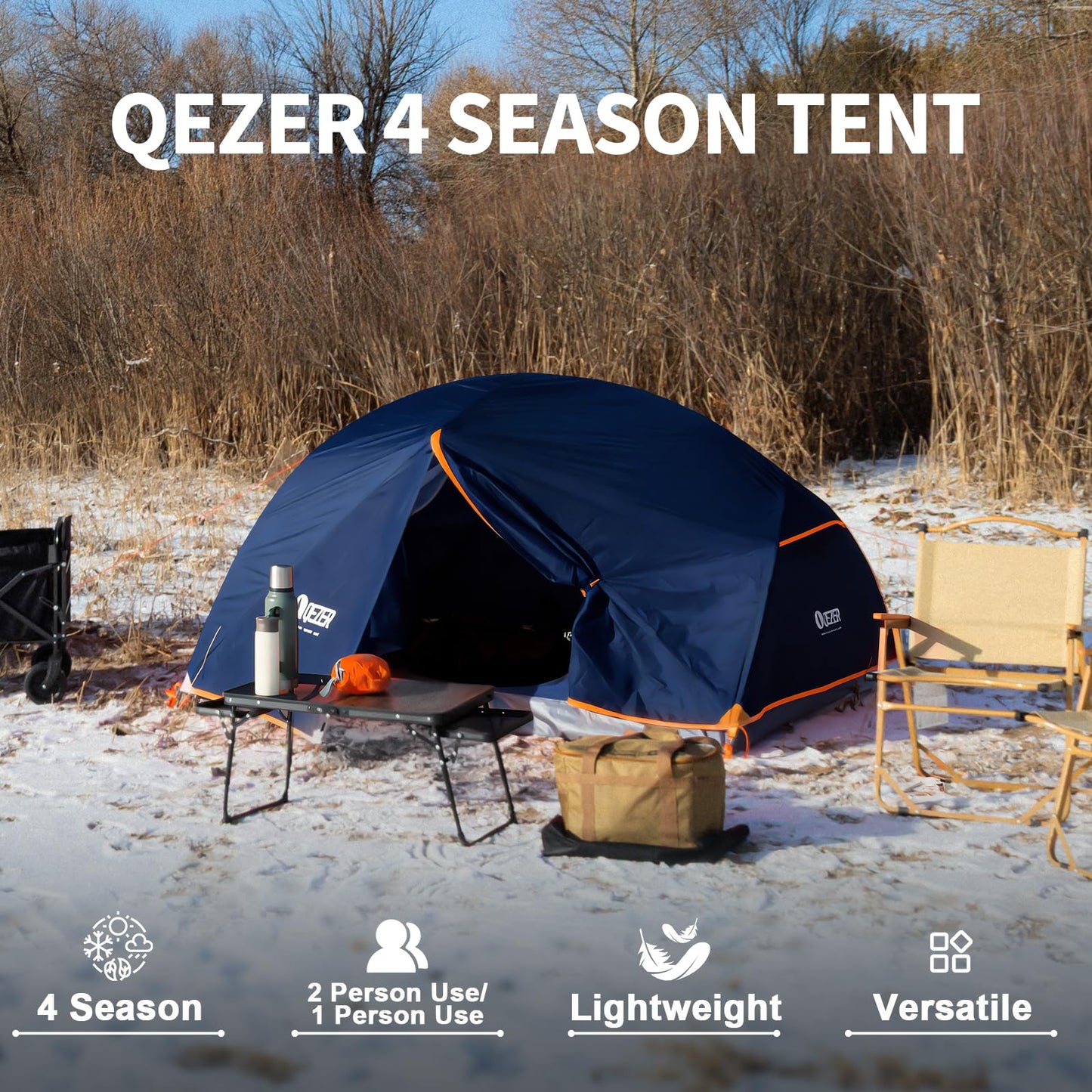 QEZER Camping Tent 1/2 Person Tents Windproof Portable Adults Tents for Camping Hiking Backpacking Traveling Easy Set up (Blue, 1 Person)