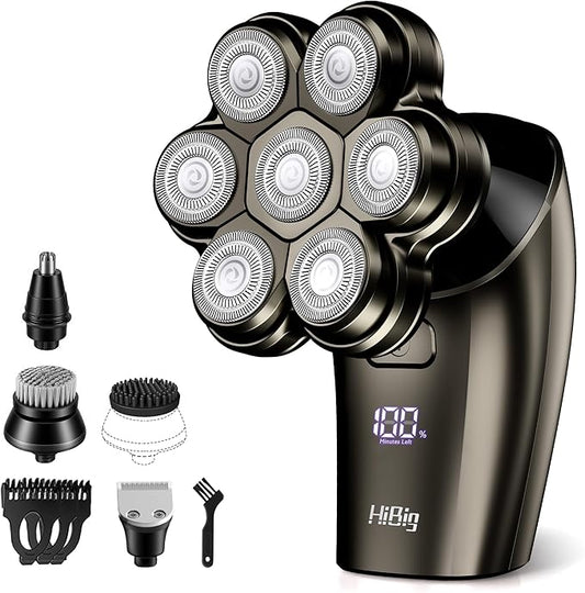 7D Arc Electric Shaver for Head & Body, 5-in-1 Upgraded Electric Razor for Men, Waterproof Wet/Dry Detachable Head Shaver, LED Display Rechargeable Electric Shaving & Grooming Kit, Dark Gray