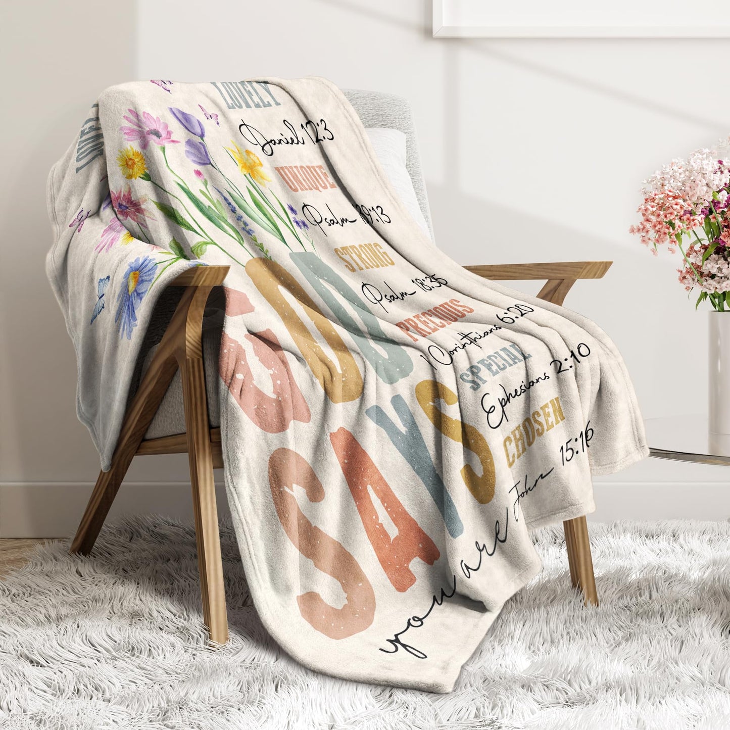 SteadStyle Christian Gifts for Women Birthday - Inspirational Floral Throw, Religious Birthday Gifts, Christian Blanket for Mom, Sisters, Friends, Girl, Baptism & Confirmation, Spiritual Gift for Her