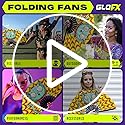 GloFX Rave Trippy Doggy Large Folding Fan - Music Festival Essentials, EDM Rave Accessories