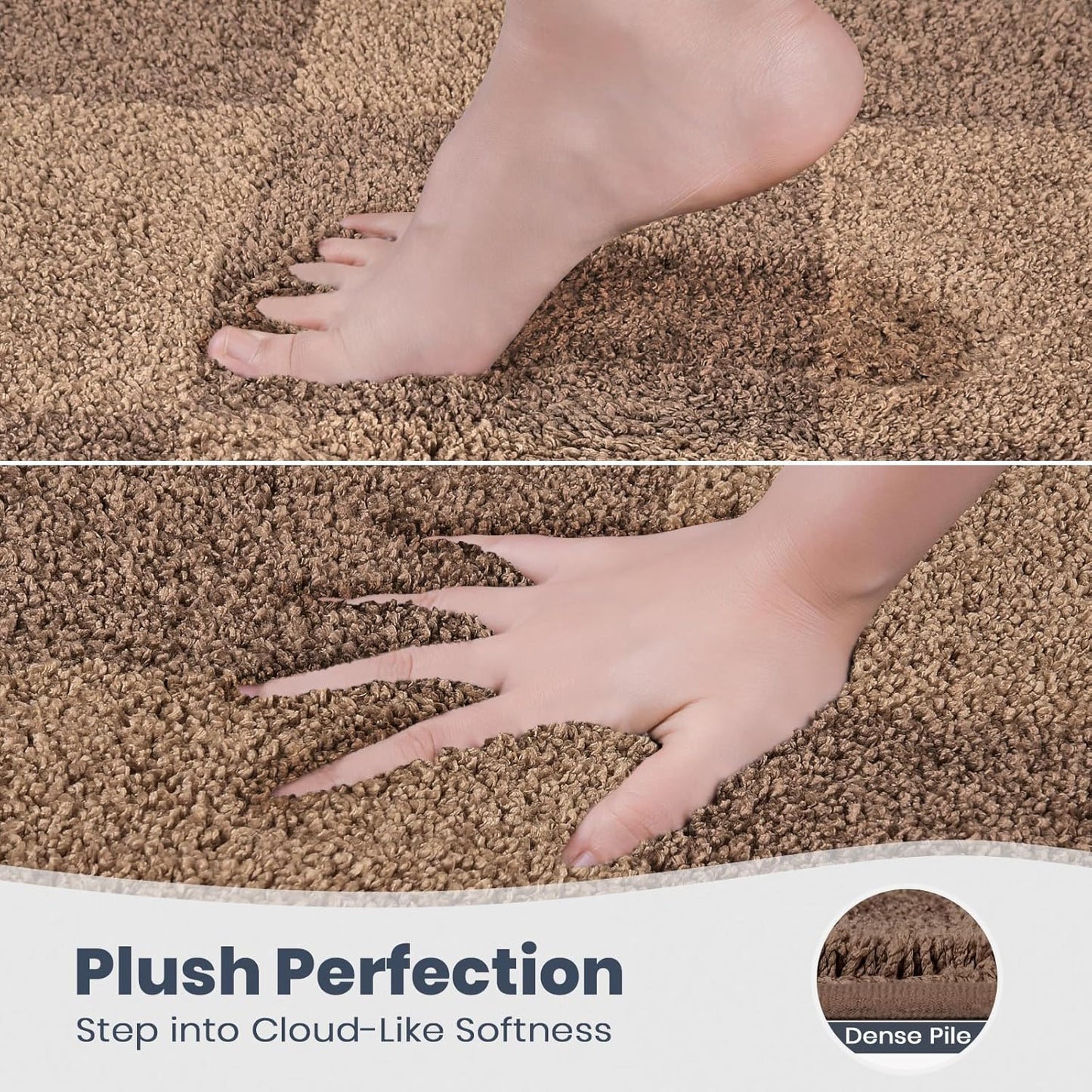 PURRUGS Bathroom Rug Non-Slip Machine Washable 24" x 60", Super Absorbent and Quick-Dry Bath Mat, Extra Soft and Plush Bath Rug for Shower, Bathtub and Sink, Grayish Brown & Coffee