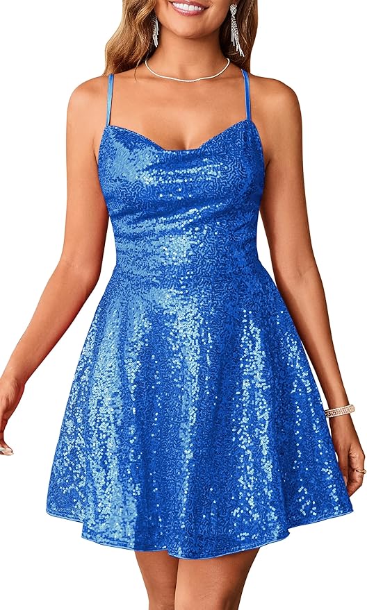 ZAFUL Women's Sequin Sparkly Dress Sleeveless Homecoming Bodycon Dress