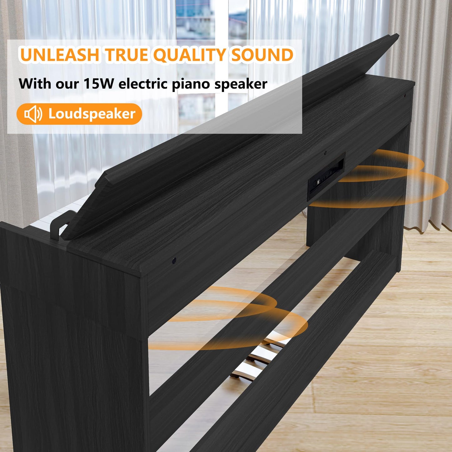 WENCAI 88 Key Electric Piano Velocity-Sensitive Keyboard, 88 Keys Home Upright Digital Pianos, Wooden Electronic Piano for Beginner Adult with 3 Pedals, Supports USB-MIDI Connect, Black